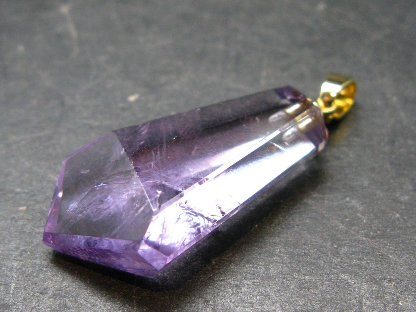 Amethyst Sterling Silver Gold Plated Pendant From Brazil - 1.5" - 7.16 Grams