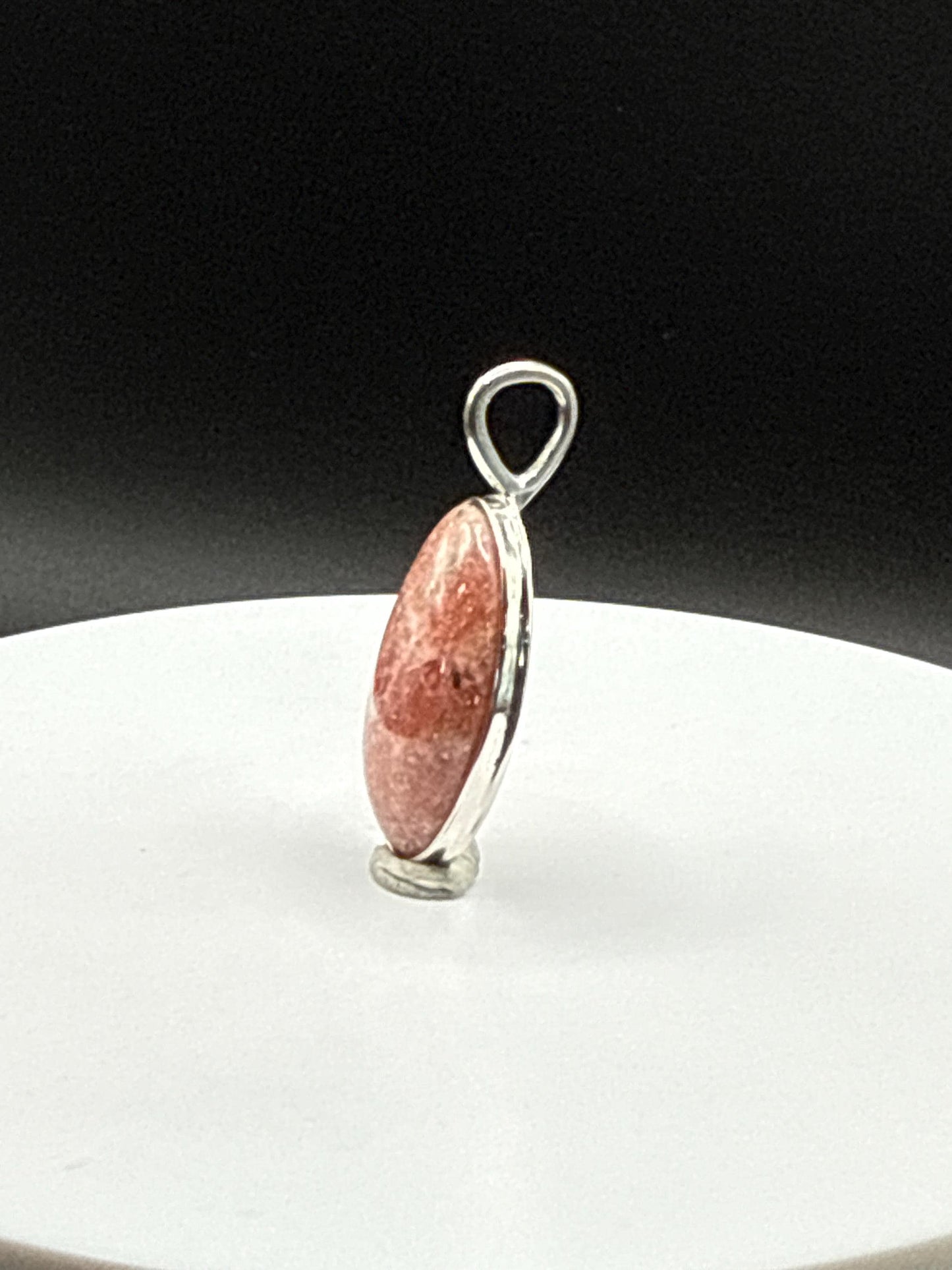 Natural Rhodochrosite Oval Pendant in Sterling Silver | Pink Crystal Necklace Charm| Jewelry Gift