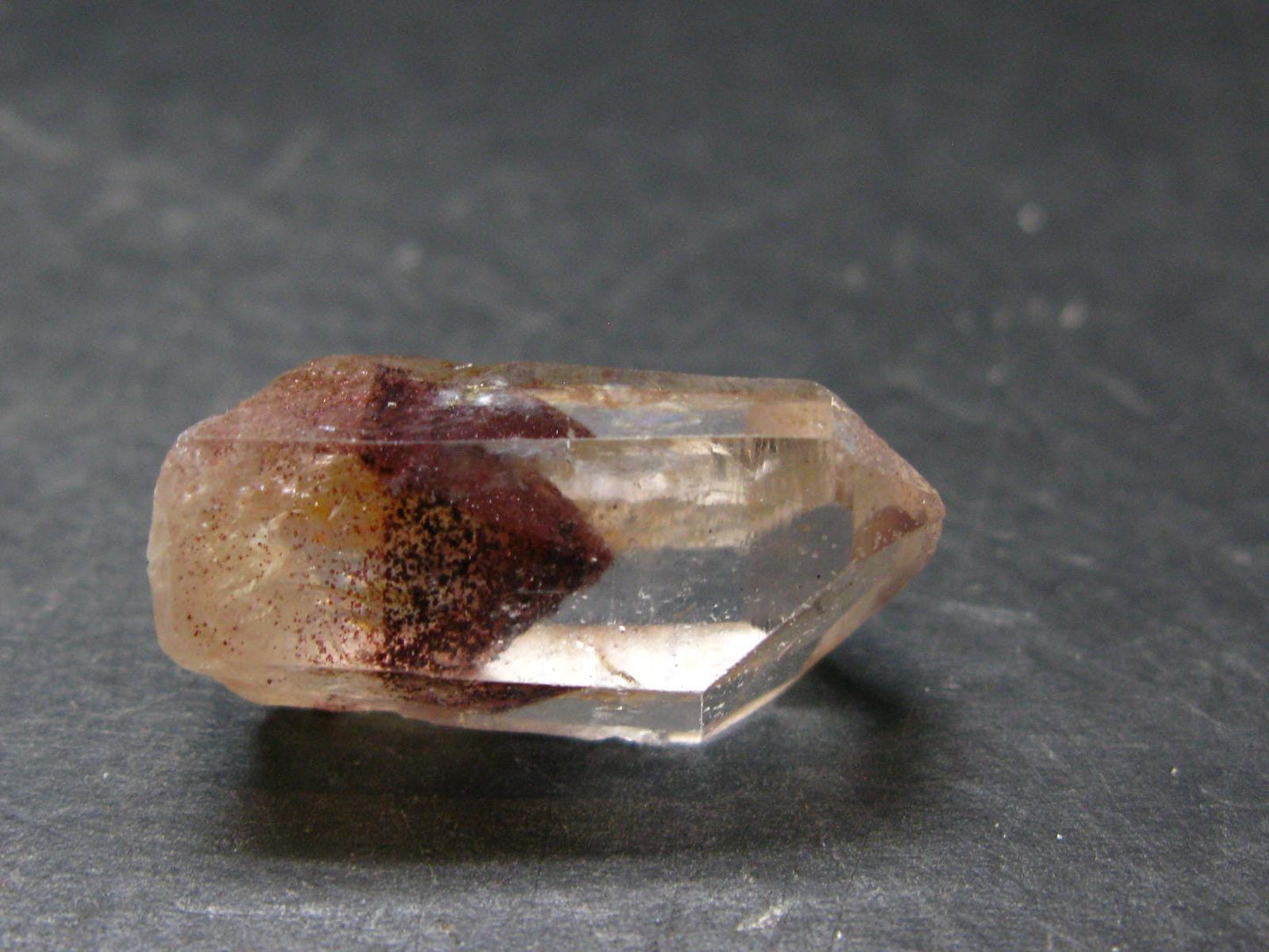 Phantom Hematite in Quartz Crystal From India - 1.0" - 6.62 Grams