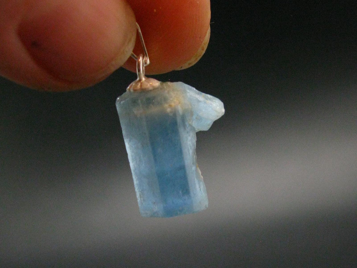 Aquamarine Crystal Silver Pendant From Vietnam - 0.9" - 2.21 Grams