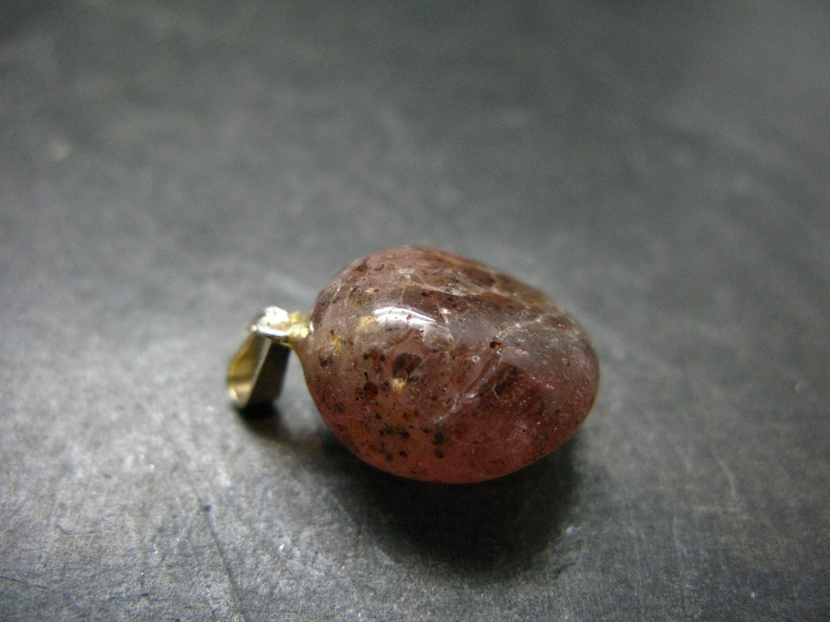 Strawberry Quartz Tumbled Silver Pendant - 1.0" - 4.6 Grams