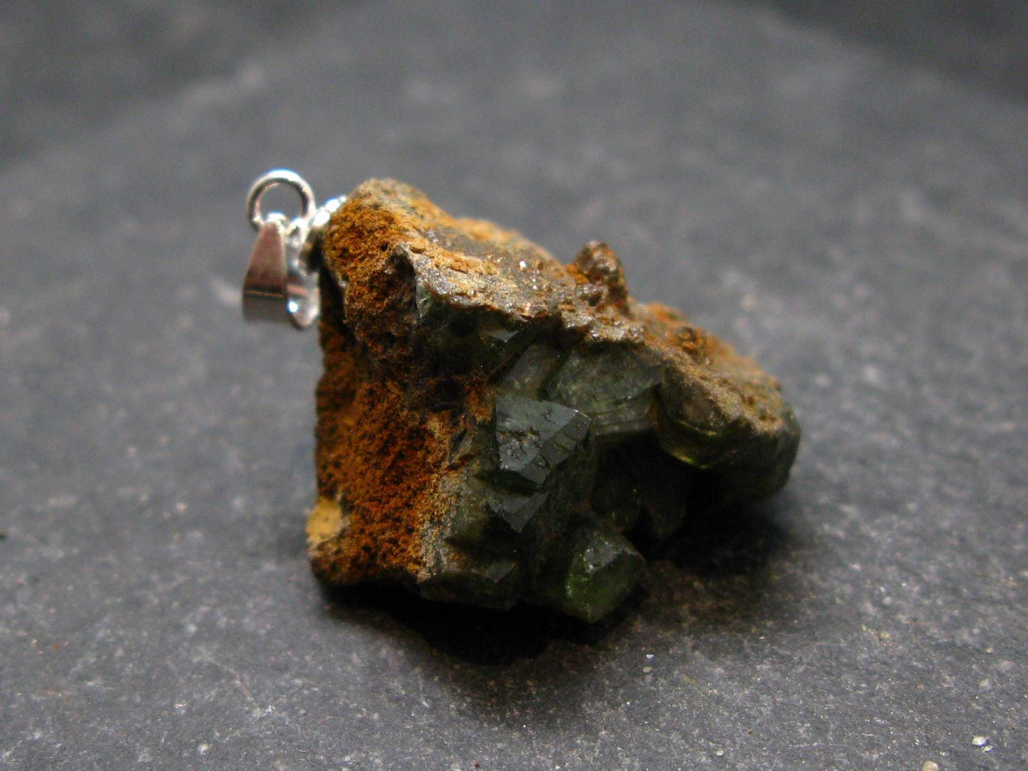 Ludlamite Cluster Silver Pendant From Bolivia - 1.1" - 5.37 Grams