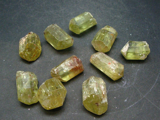 Lot of 10 Gem Golden Apatite Crystals From Mexico