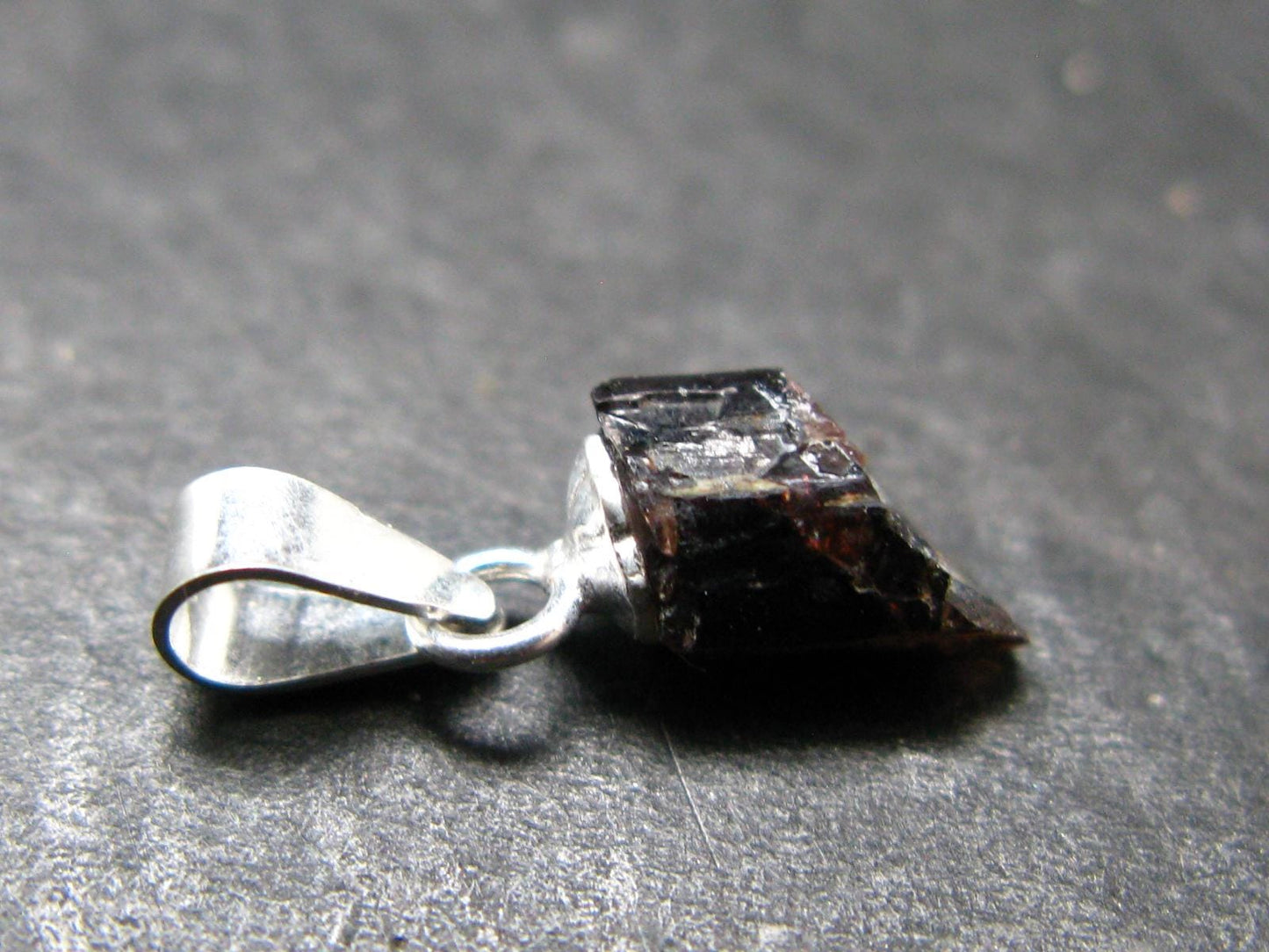 Rare Painite Crystal Silver Pendant From Myanmar - 0.6" - 2.25 Carats