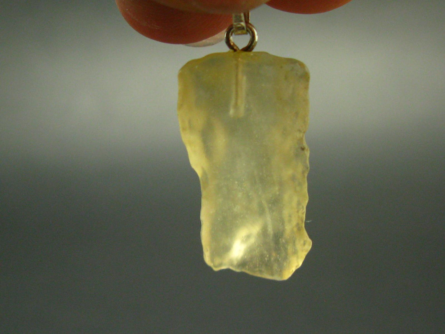 Gem Libyan Desert Glass Tektite Pendant Sterling Silver from Libya - 1.2" - 2.03 Grams