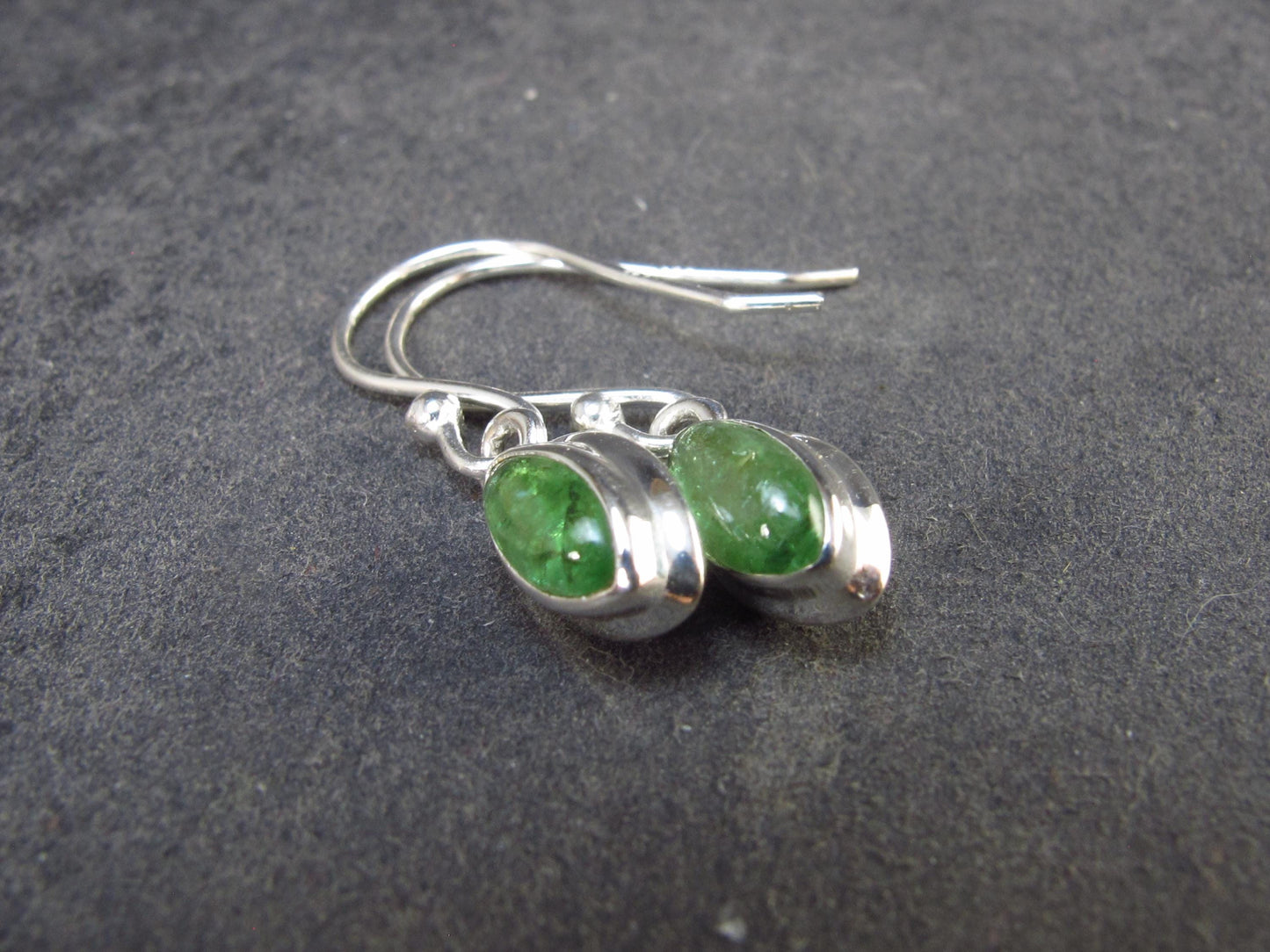 Tsavorite Gem Green Garnet Sterling Silver Earrings from Tanzania - 2.06 Grams