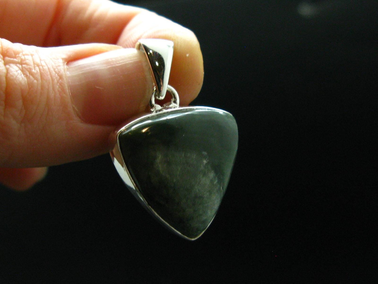 Nice Polished Seraphinite Clinochlore Stalactite Silver Plated Pendant From Russia - 1.2" - 5.08 Grams