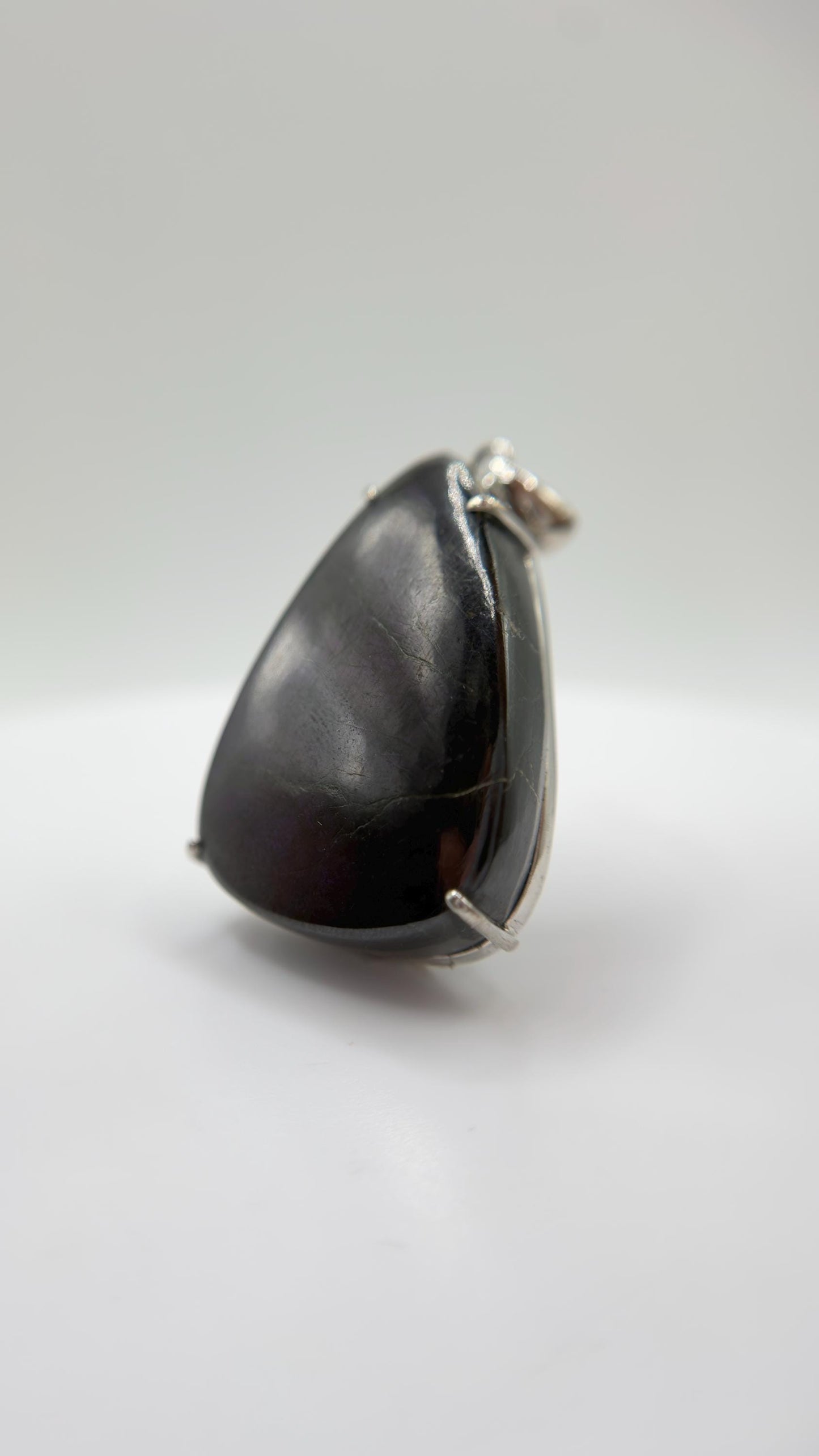 Purpurite Pendant Purple Gemstone Silver Necklace Natural Stone Minimalist Jewelry Gift