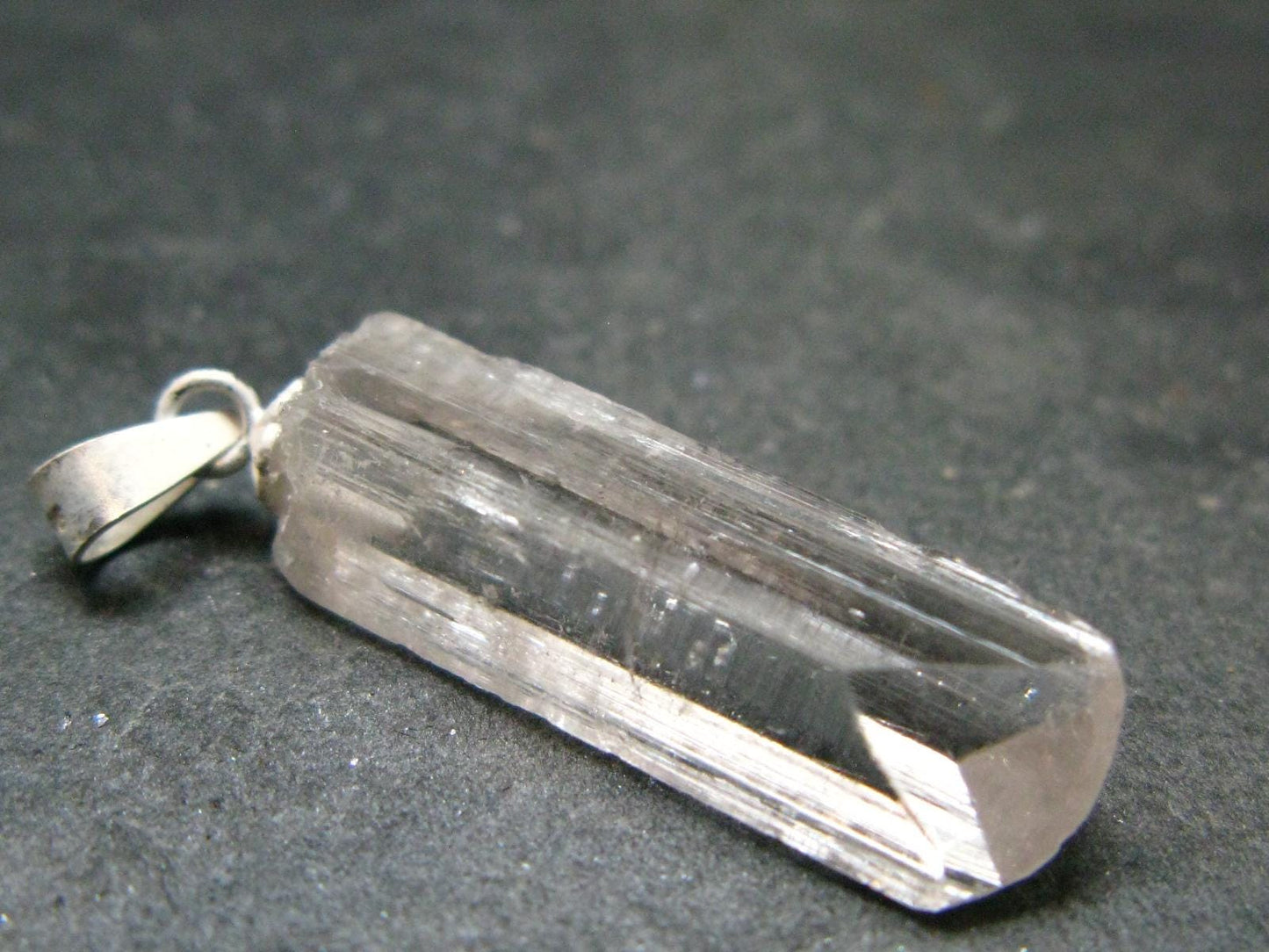 Nice Terminated Danburite Crystal Silver Pendant from Russia - 1.2" - 1.75 Grams