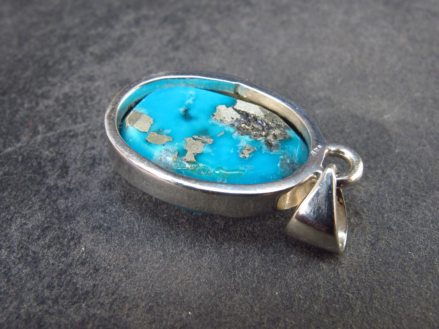 Turquoise Silver Pendant - 1.2" - 6.14 Grams