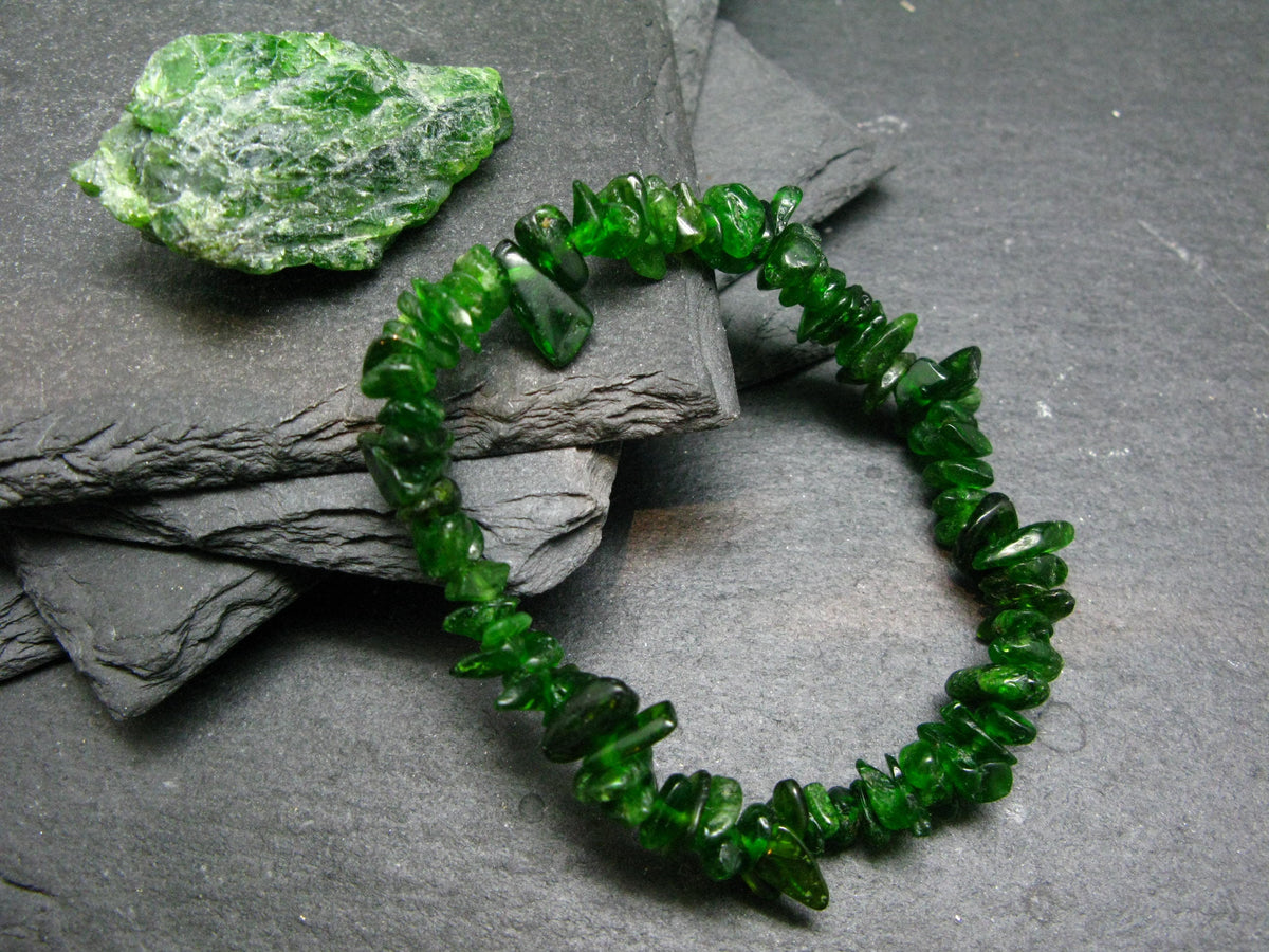 Chrome Diopside Genuine Bracelet ~ 7 Inches ~ 8mm Tumbled Beads