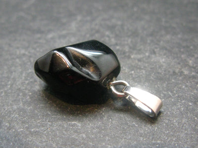 Rare Black Spinel Sterling Silver Pendant From Tanzania - 1.0"