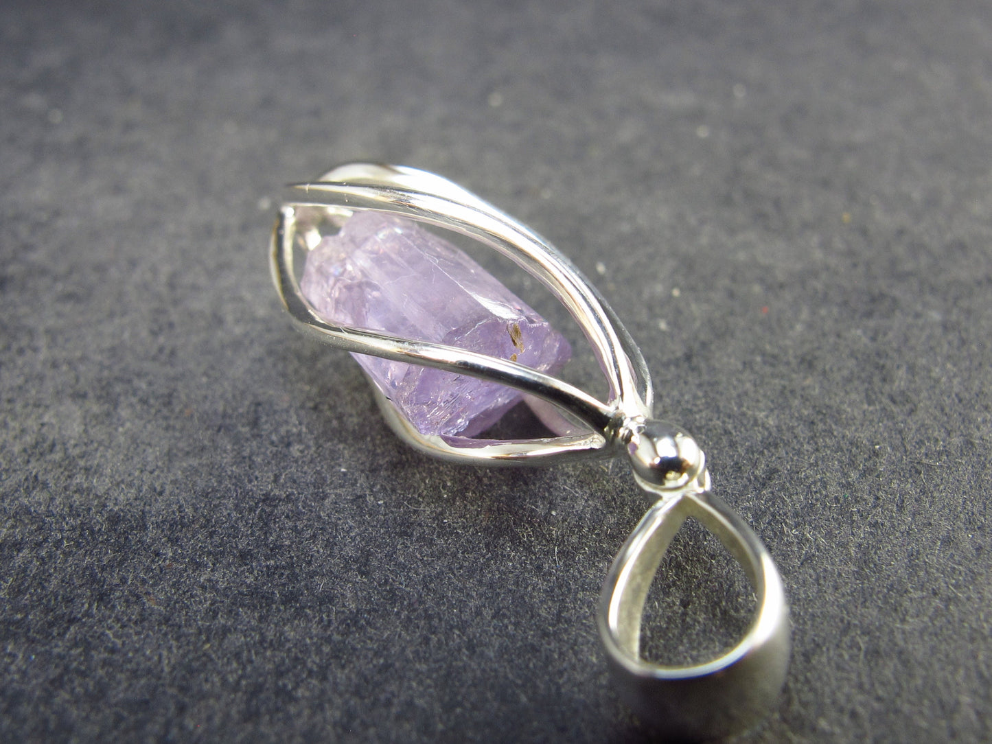 Purple Scapolite Pendant in SS From Afghanistan - 1.3" - 2.57 Grams