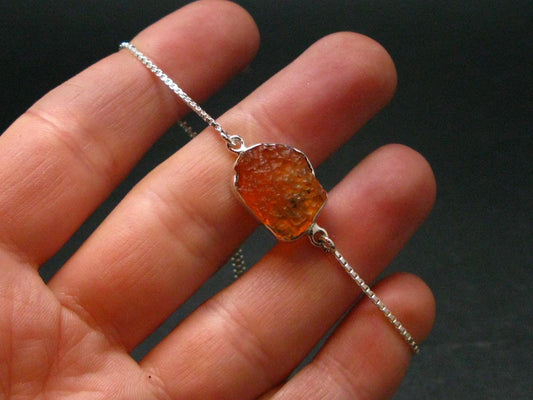 Fire Opal Silver Bracelet From Mexico - 3.40 Grams