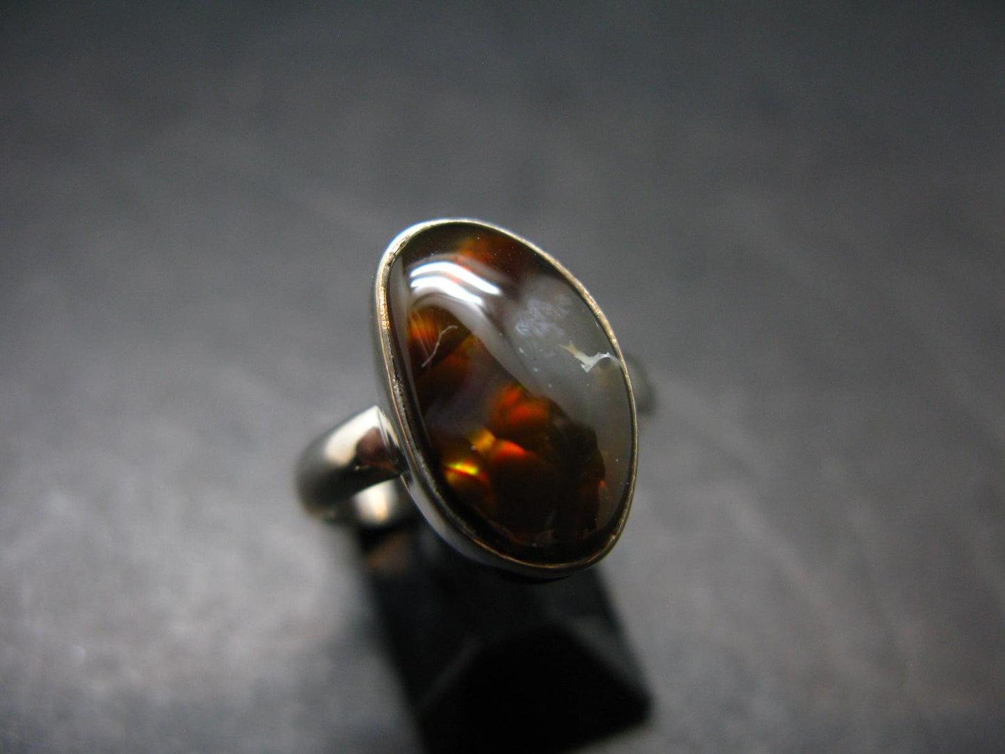 Fire Agate Ring From Mexico - Size 6 - 3.85 Grams
