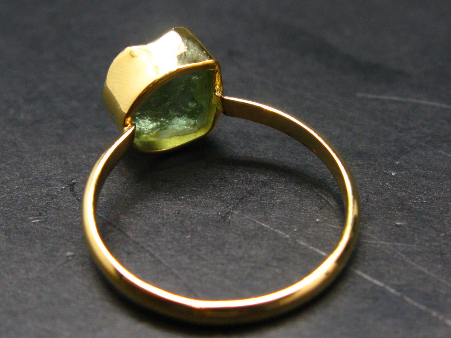 Moldavite Gold Plated Silver Ring - Size 9 - 2.10 Grams