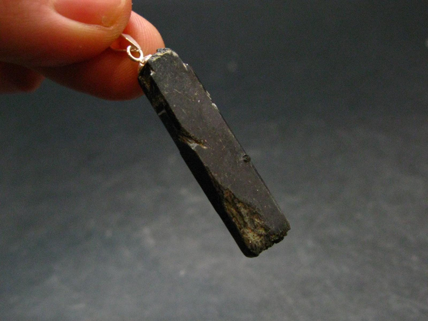 Aegirine Crystal Silver Pendant From Malawi - 1.6" - 4.64 Grams