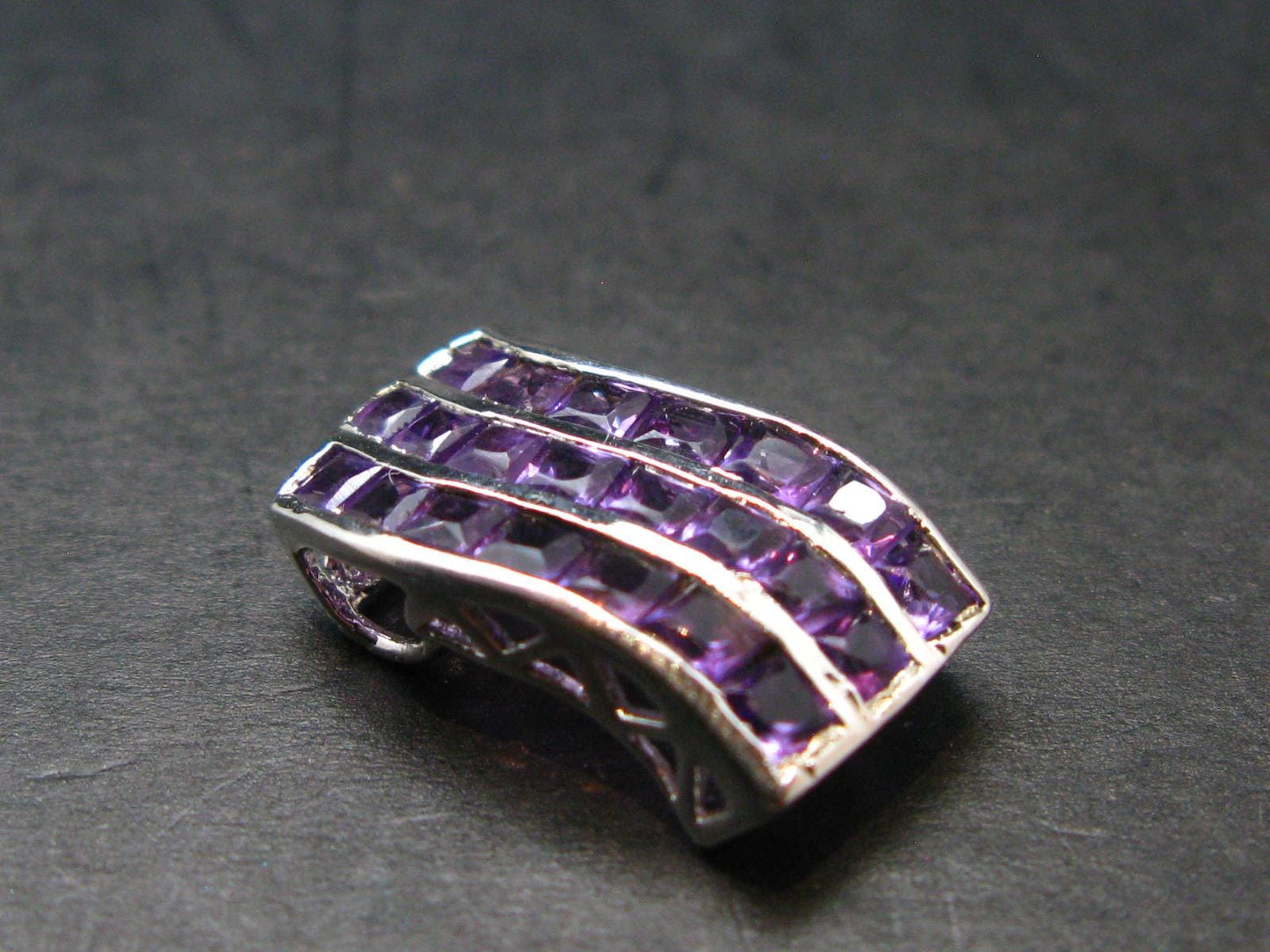 Purple Faceted Amethyst Sterling Silver Pendant From Brazil - 0.7" - 2.0 Grams