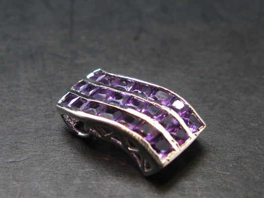 Purple Faceted Amethyst Sterling Silver Pendant From Brazil - 0.7" - 2.0 Grams