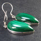 Queen of Green!! Vivid Vibrant Green Malachite Dangling SS Earrings - 1.7" - 9.9 Grams