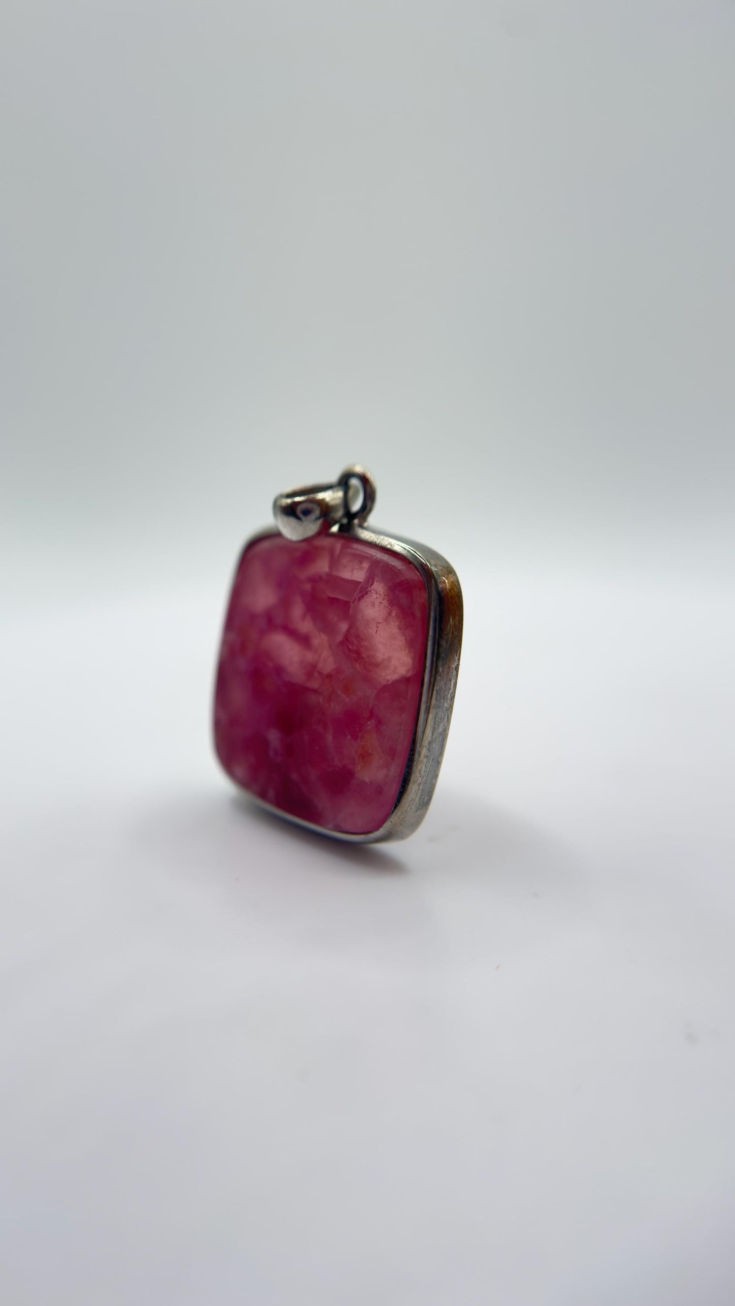Cobalto Calcite Pendant Pink Gemstone Silver Necklace Natural Crystal Jewelry Healing Stone Gift