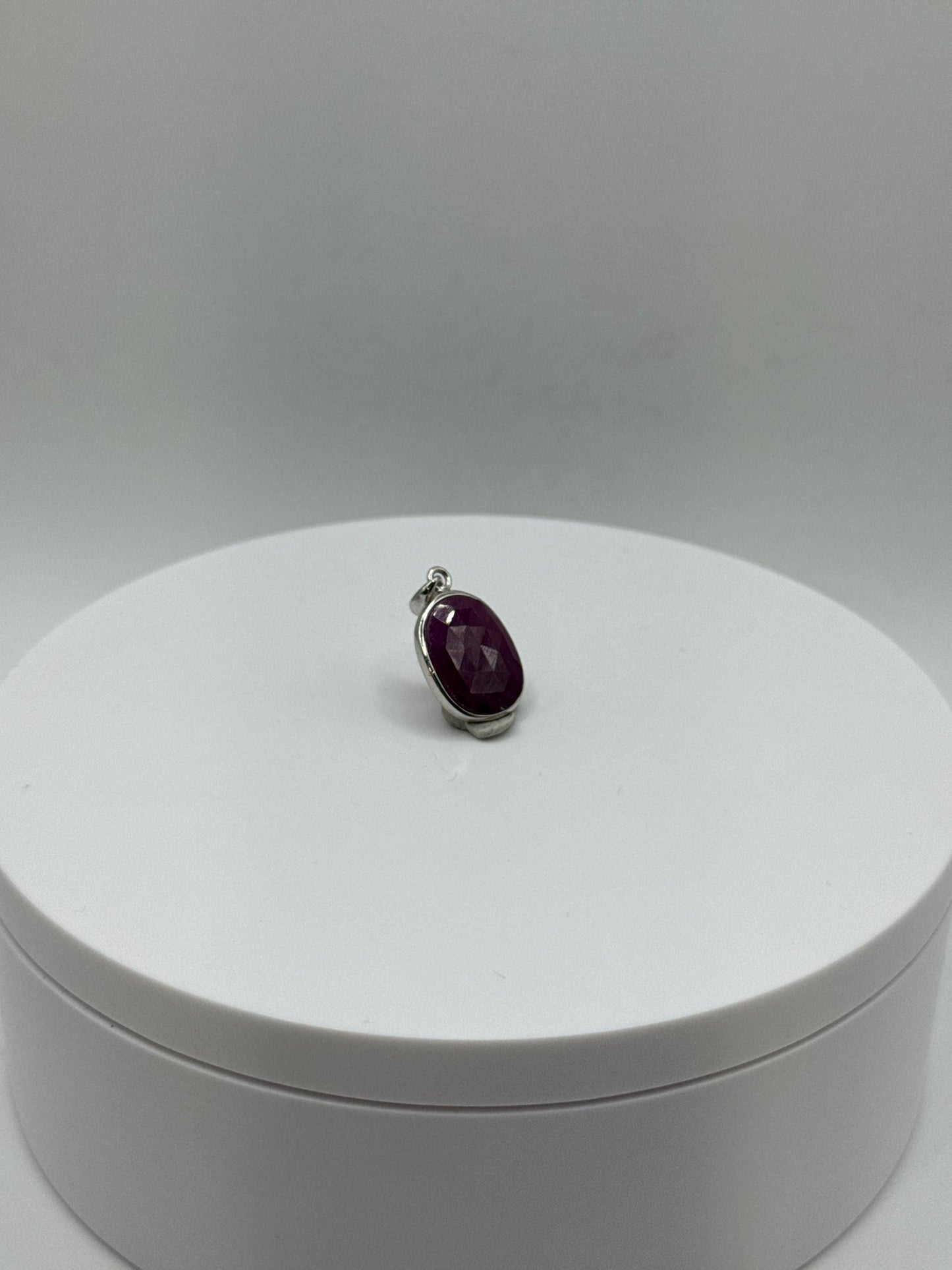 Natural Ruby Sterling Silver Pendant | July Birthstone