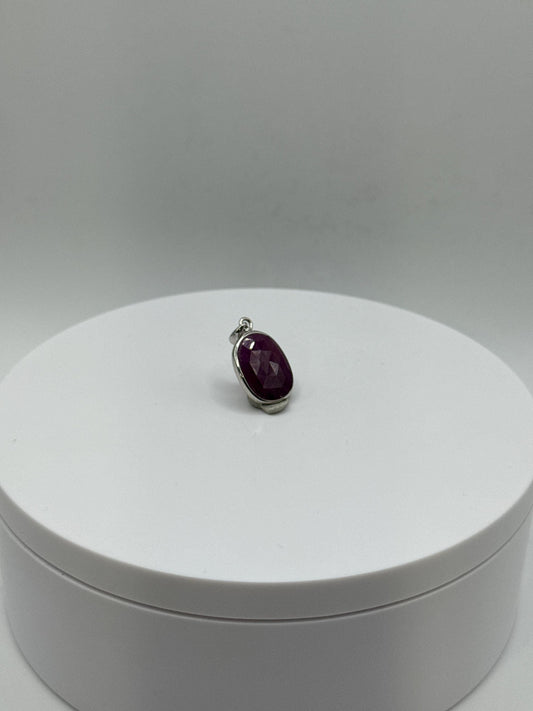 Natural Ruby Sterling Silver Pendant | July Birthstone