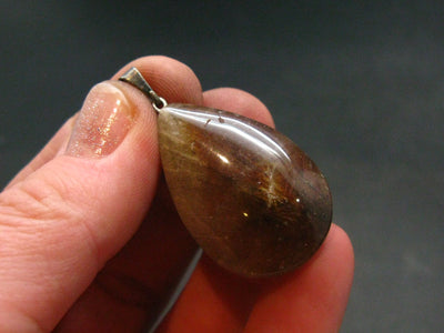 Rutilated Quartz Silver Pendant From Brazil - 1.5"