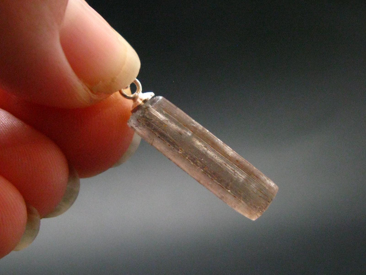 Purple Scapolite Pendant in SS From Afghanistan - 1.1" - 1.03 Grams