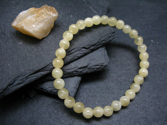 Yellow Calcite Genuine Bracelet ~ 7 Inches ~ 6mm Round Beads