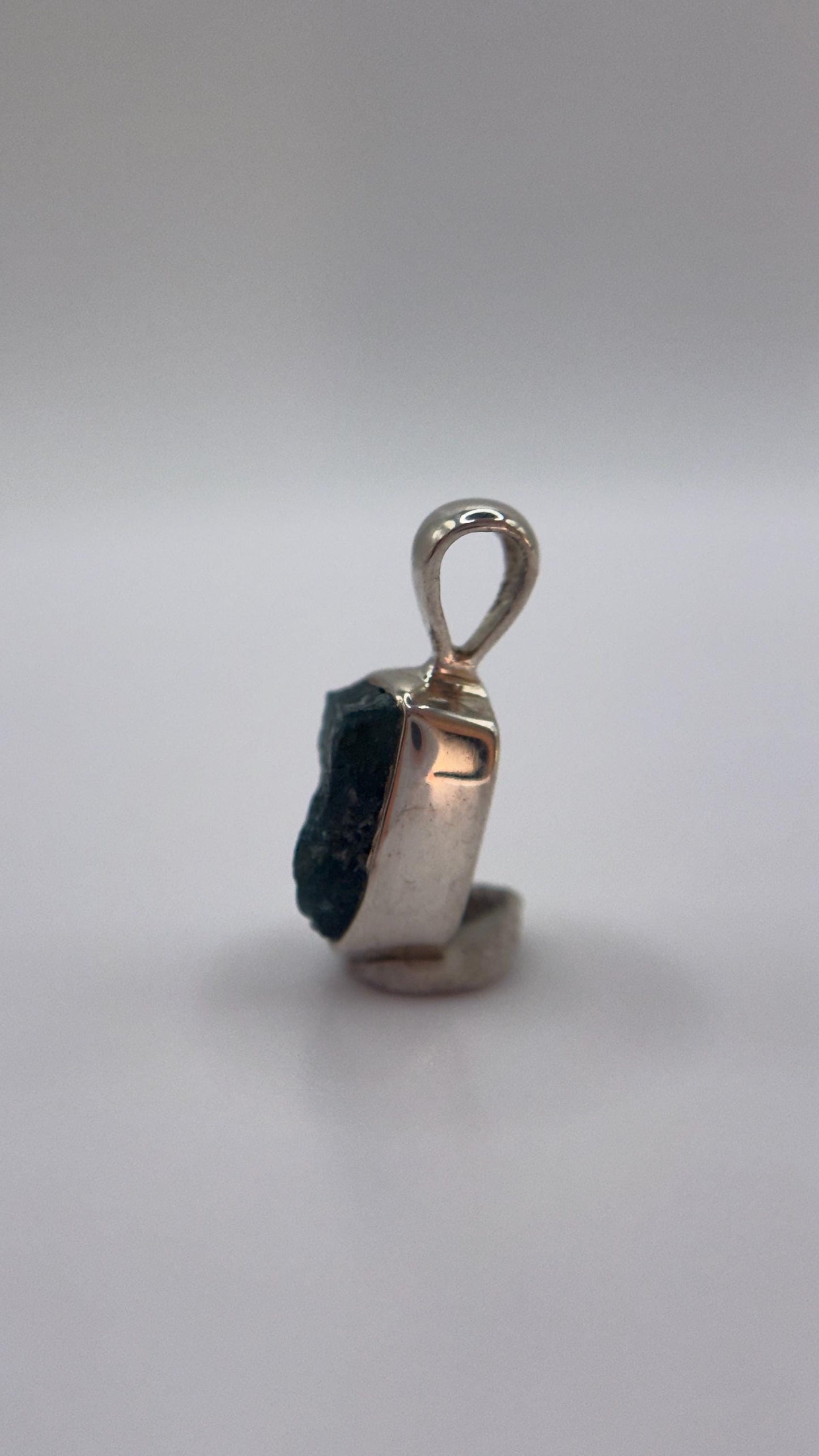 Grandidierite Natural Crystal Pendant Deep Blue Green Stone Silver Necklace Gift