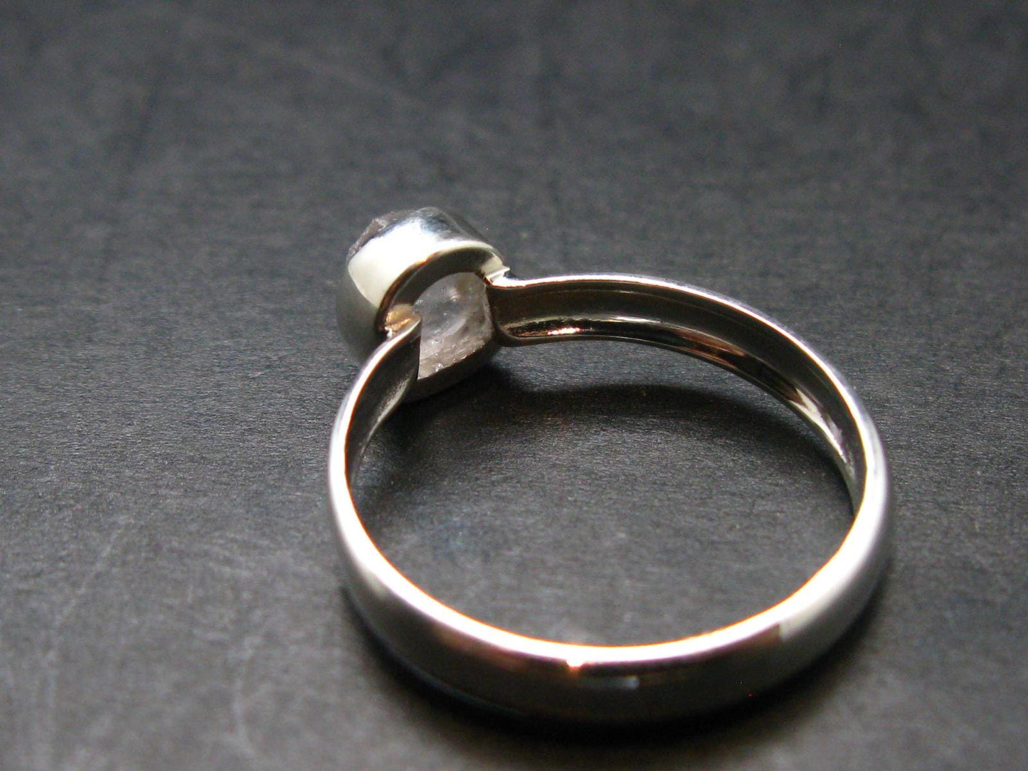 Gray Herderite Silver Ring from Africa - Size 7 - 1.84 Grams