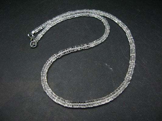 Rare Clear Petalite Necklace Beads From Brazil - 18" - Rondelle beads