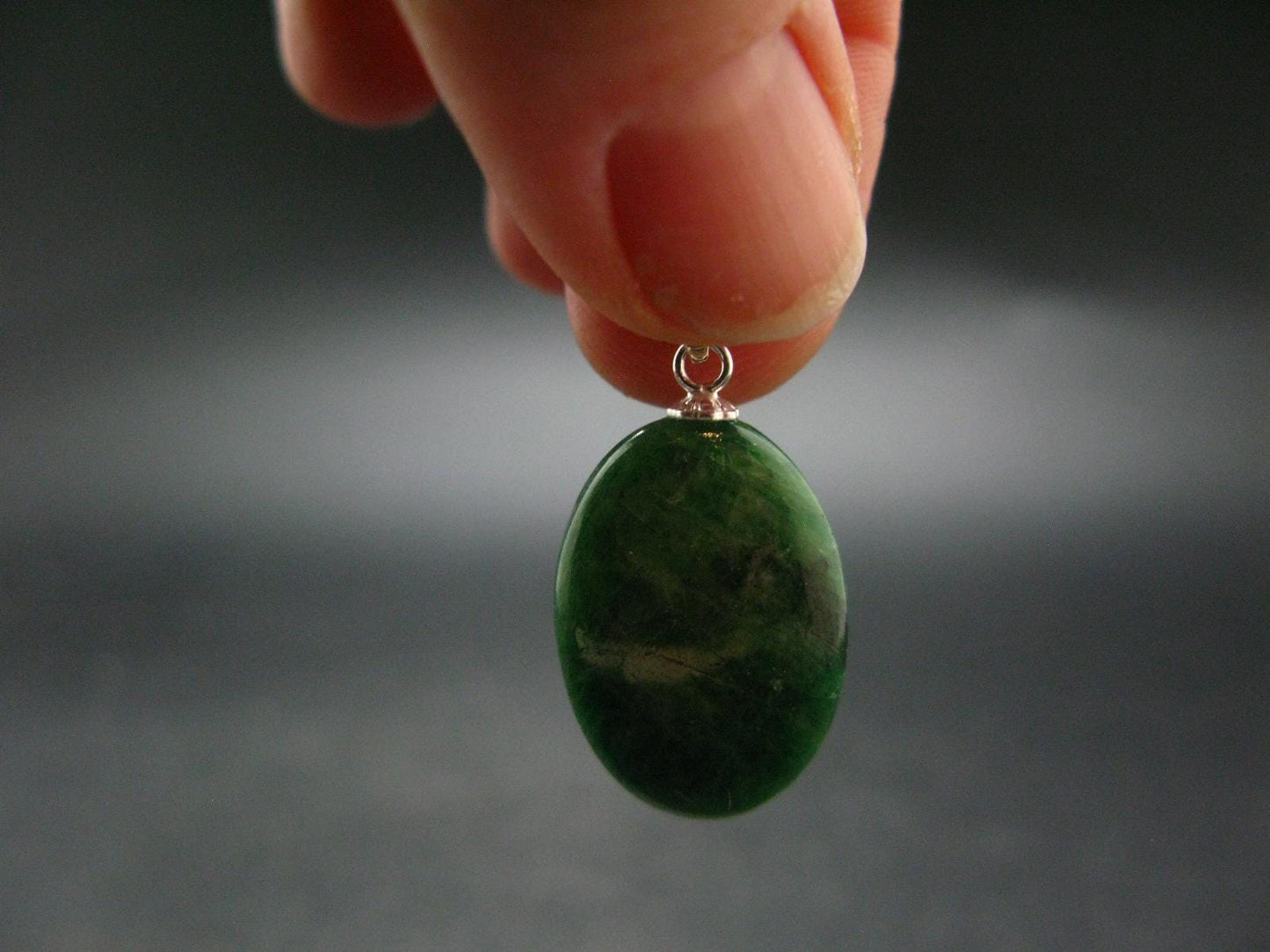 Tsavorite Gem Green Garnet Sterling Silver Pendant From Tanzania - 1.1" - 5.11 Grams