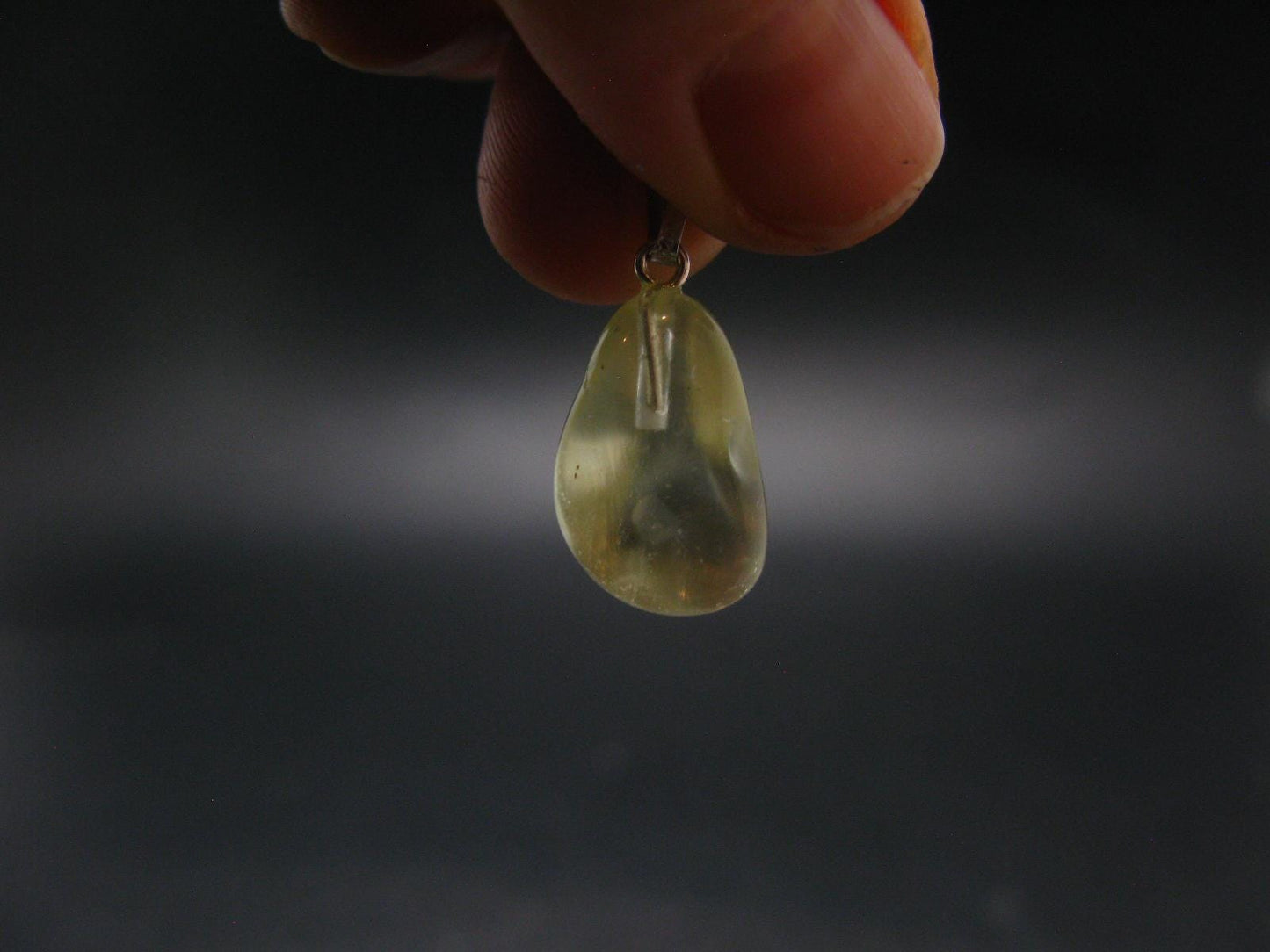 Gem Libyan Desert Glass Tektite Pendant Sterling Silver from Libya - 1.0" - 2.3 Grams