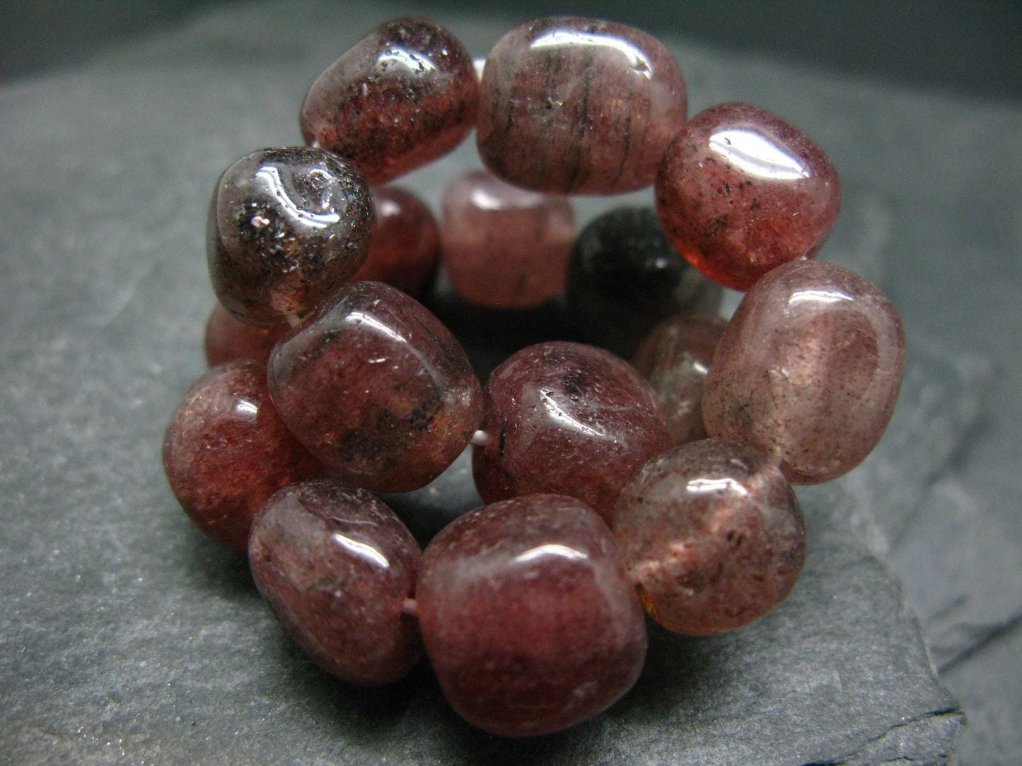 Strawberry Quartz Genuine Bracelet ~ 7 Inches ~12mm Tumbled Beads