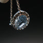 Stunning Genuine Faceted Aquamarine Gem Sterling Silver Pendant With Chain From Brazil - 17"