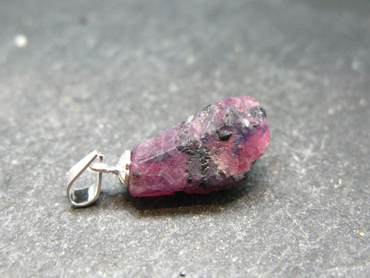 Ruby Crystal on Matrix Silver Pendant from Winza Tanzania - 0.8" - 1.83 Grams