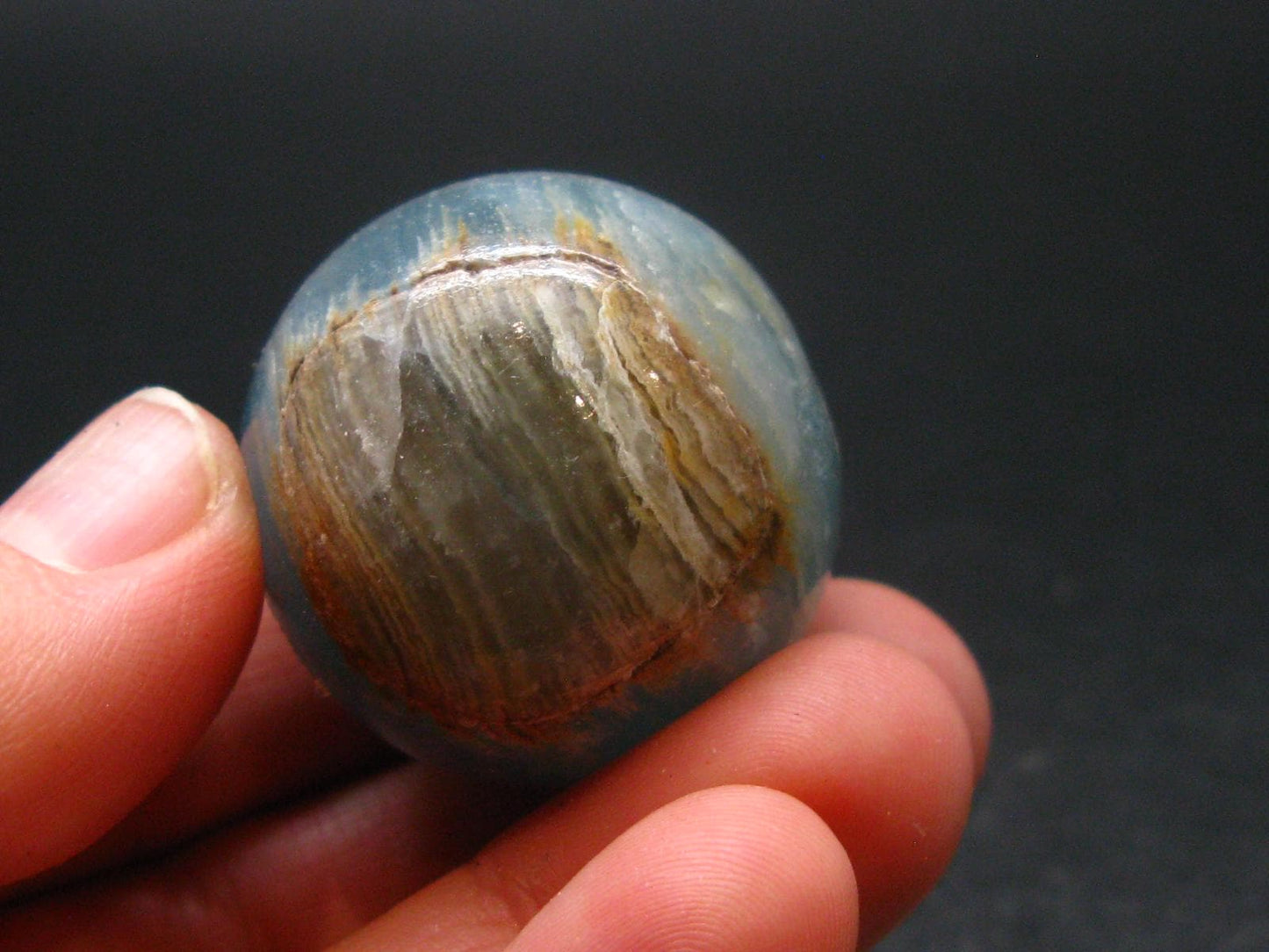 Stunning Lemurian Aquatine Blue Calcite Ball Sphere From Argentina - 1.1" - 38.07 Grams