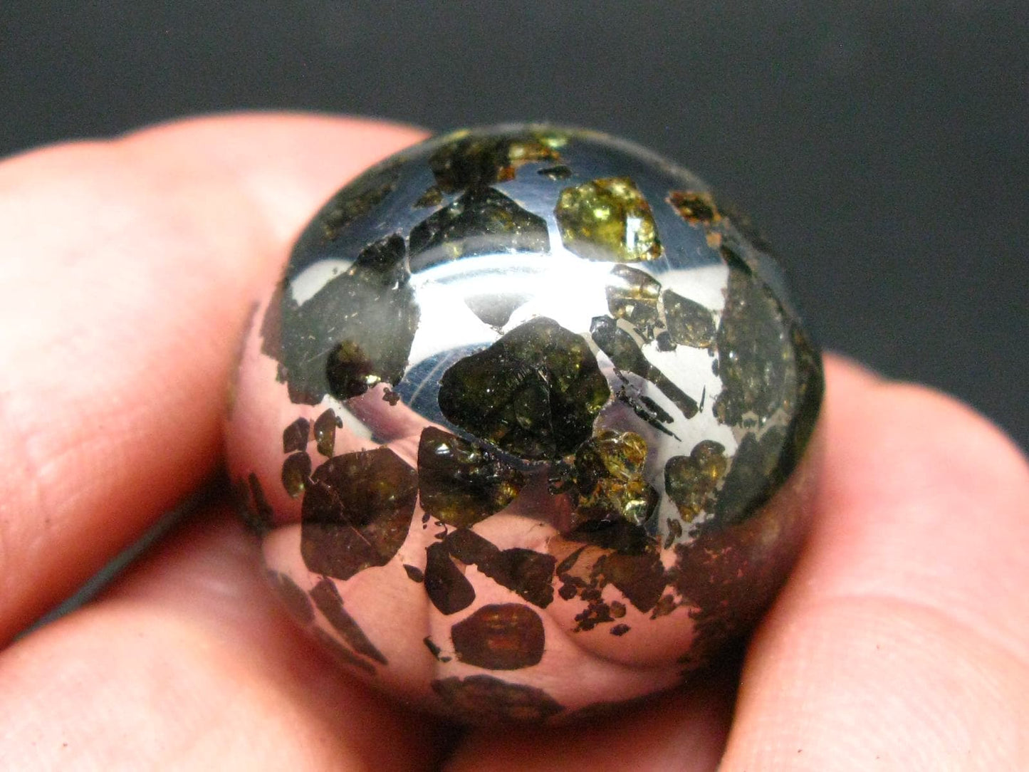 Large Seymchan Meteorite Pallasite Olivine Sphere Ball From Russia - 1.1" - 51.19 Grams