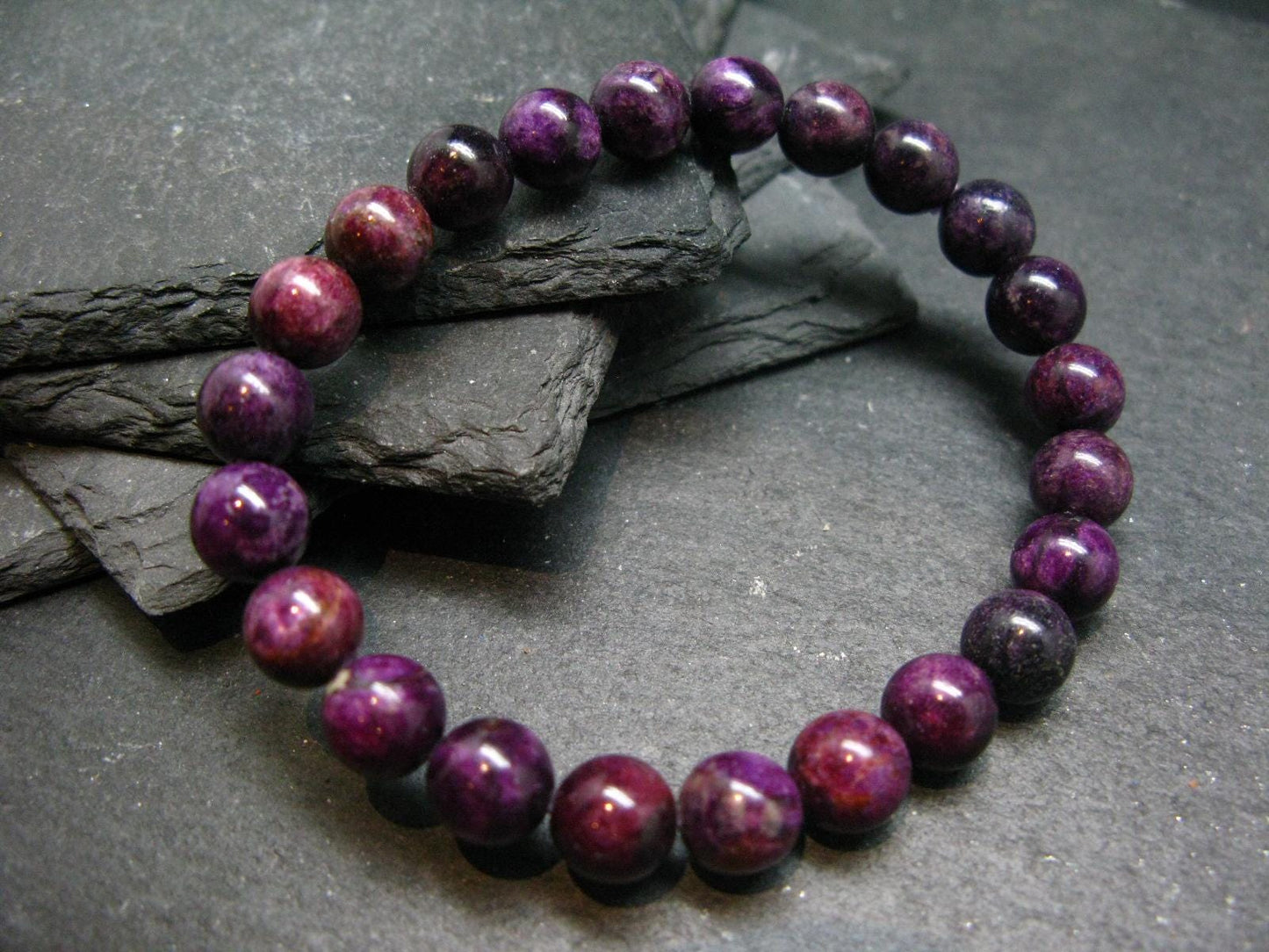 Stichtite Genuine Bracelet ~ 7 Inches ~ 8mm Round Beads