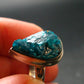 Emerald Green Dioptase Crystal Silver Ring from Congo - 5.57 Grams - Size 8