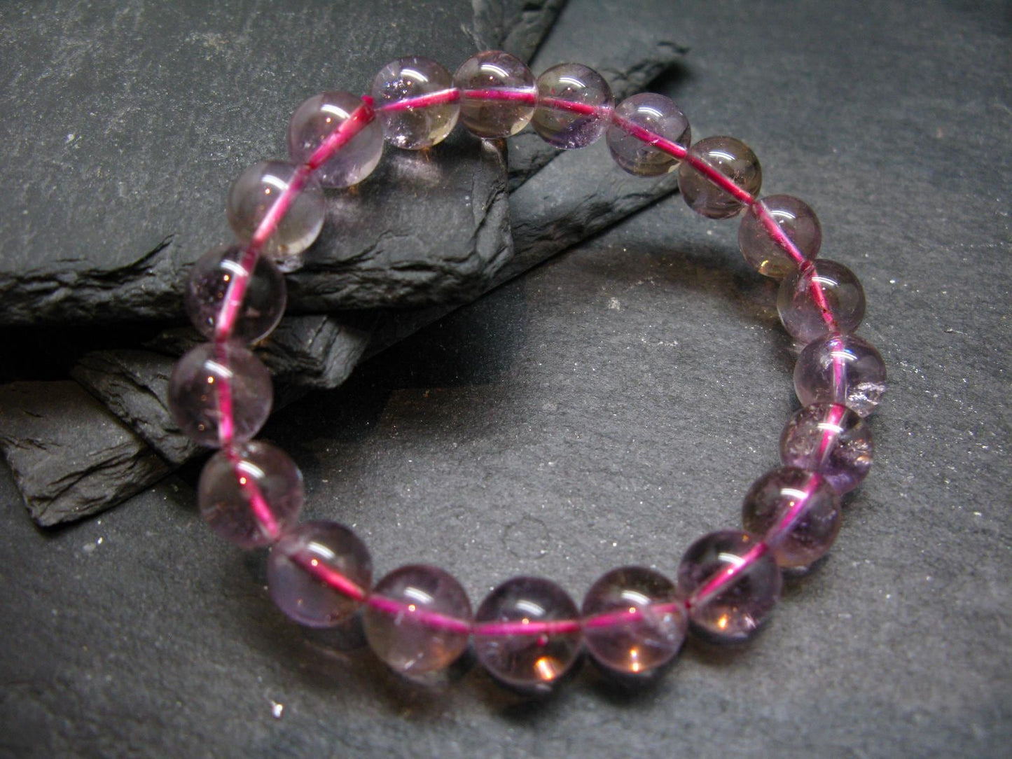 Ametrine Genuine Bracelet ~ 7 Inches ~ 10mm Round Beads