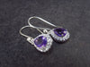 Orchid St. Valentine Gem!! Pear Shaped Faceted Natural Amethyst 925 Silver long Stud Earrings with CZ Accents from Brazil - 2.02 Grams
