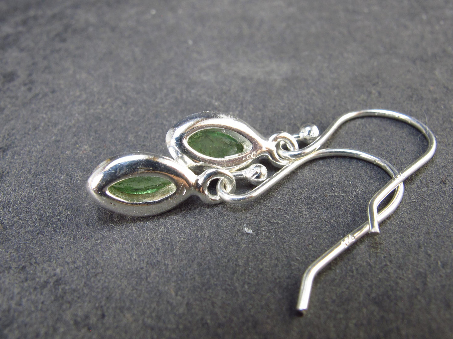 Tsavorite Gem Green Garnet Sterling Silver Earrings from Tanzania - 2.06 Grams