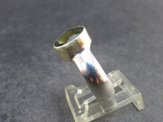 Moldavite Tektite Facetted Silver Ring from Czech Republic - Size 8 - 5.20 Grams