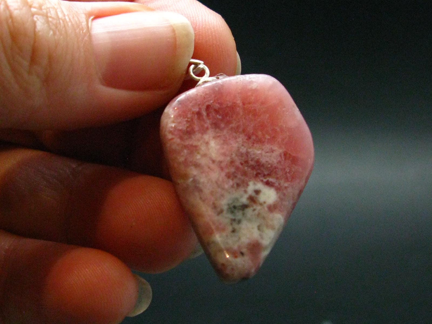 Pink Petalite Silver Pendant from Canada - 1.4" - 5.84 Grams