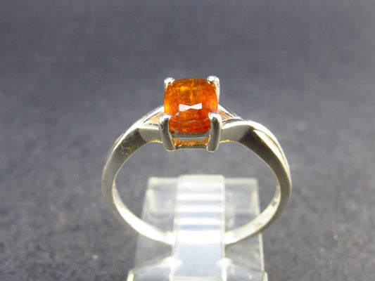 Faceted Orange Kyanite Crystal Silver Ring From Brazil - 2.2 Grams - Size 8.25