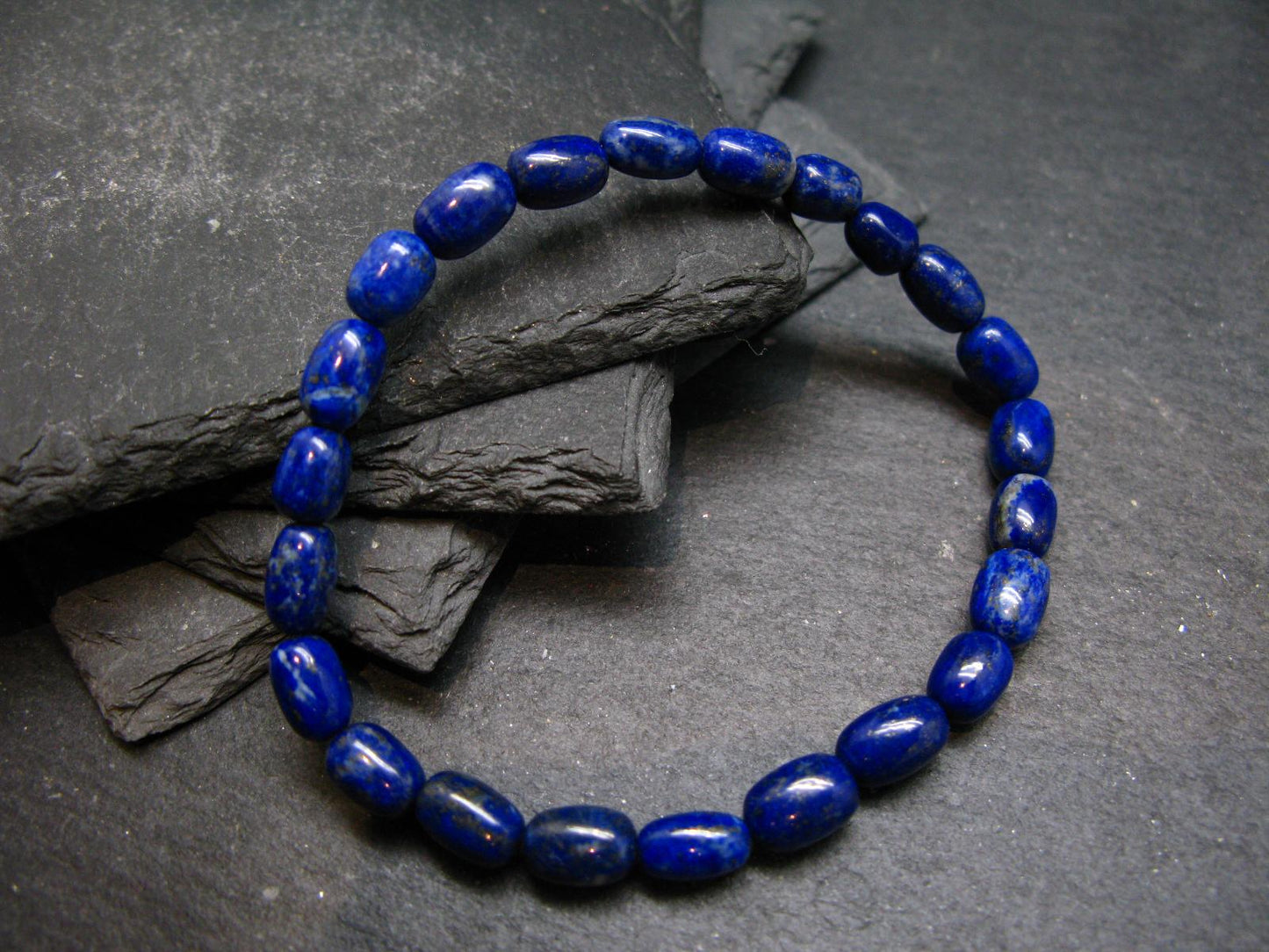 Lapis Lazuli Lazurite Genuine Bracelet ~ 7 Inches ~ 8mm Tube Beads