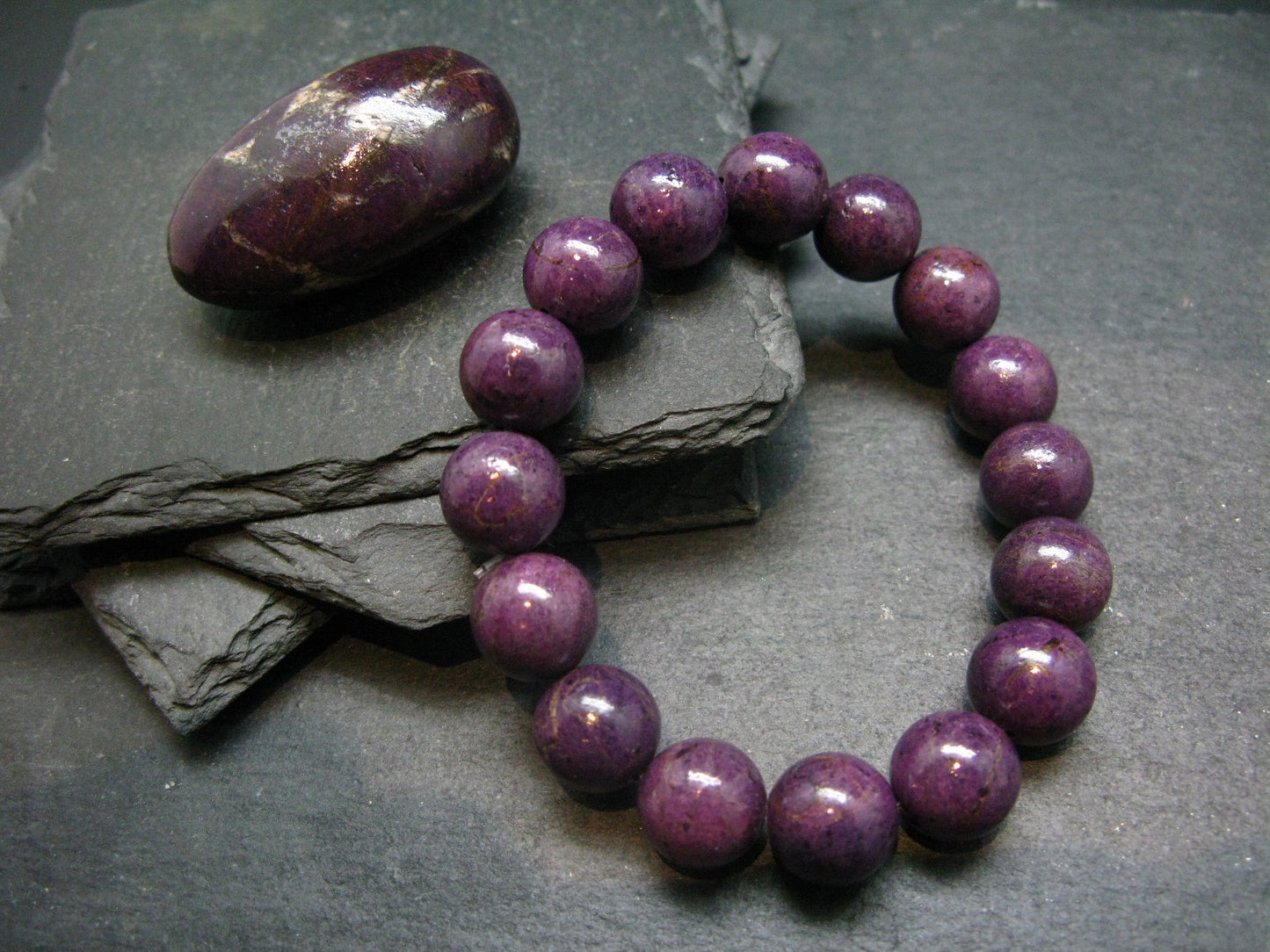 Purpurite Genuine Bracelet ~ 7 Inches ~ 12mm Round Beads